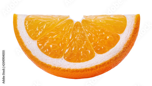 Photos Orange slice with juicy segments and white pith