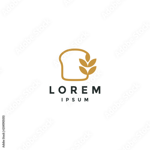 Whole Wheat Bread Line Logo Design. Stalk Wheat Bread Slice Line Logo Design.