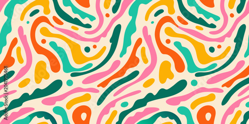 vibrant retro abstract pattern with wavy colorful lines design style colors artistic