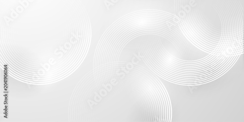 Schilderij op canvas Soft white background with overlapping concentric circles and bright light effects