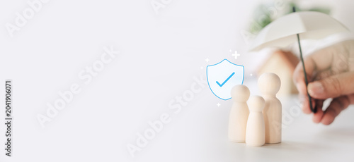Fotografi Health coverage and life insurance concept, Business professional hand holding u