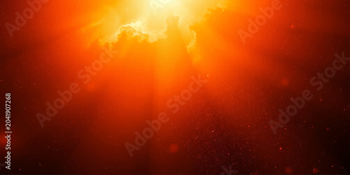 Photography Blazing sunburst illuminates the sky with intense rays, creating a dramatic and fiery spectacle