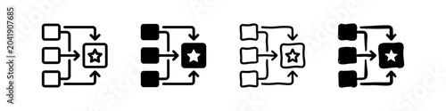 Tableau sur toile Workflow process diagram with star icon representing goal or quality set