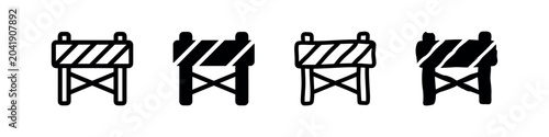 Schilderij op canvas Road barrier or construction obstruction icon, representing warning, stop, or re