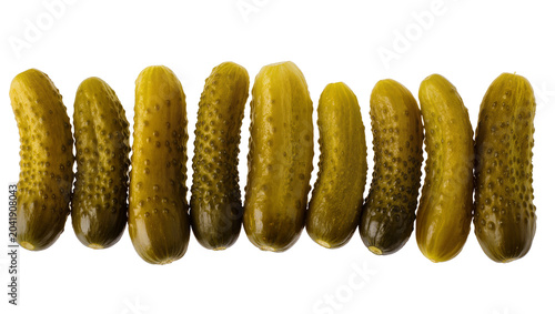 Bild auf Leinwand Gherkin pickles arranged in a row