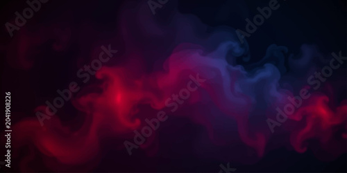 Картината върху платно Abstract swirls of red and blue smoke undulate and dance across a dark, atmospheric background, creating a sense of mystery and artistic flair