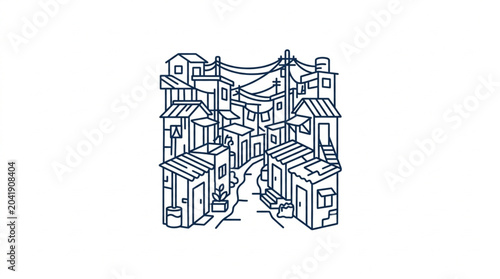 Tableau sur toile Hand drawn illustration of a dense urban slum neighborhood.