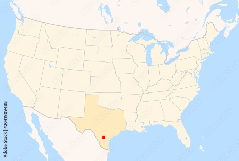 Fototapeta premium Locator Map of the County McMullen (Texas, US) showing the Contiguous United States with the highlighted County