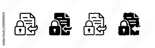 Obraz na płótnie Secure document access and locked file import icons with padlock symbol