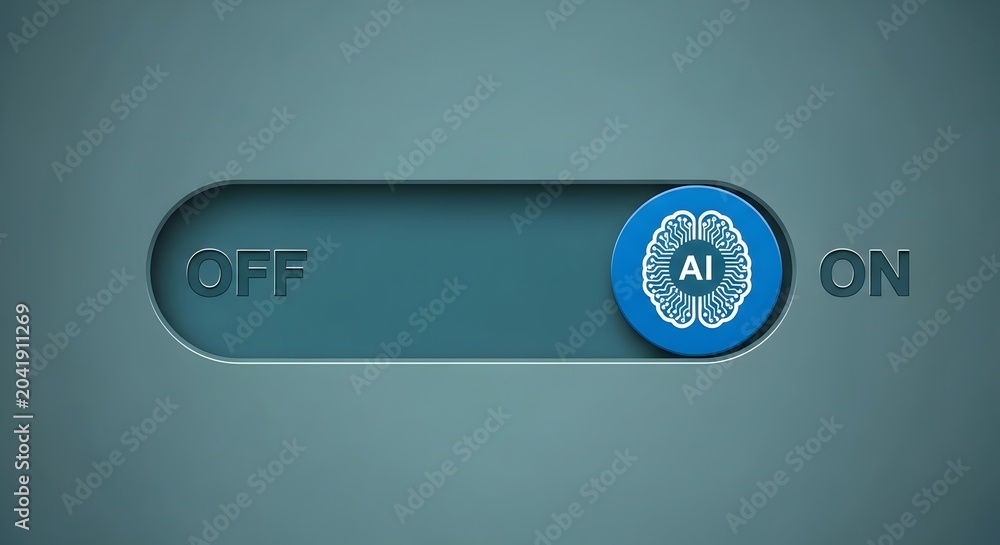 Fototapeta premium Power Switch Toggle On Off Button with Shield Icon in Modern Digital Style