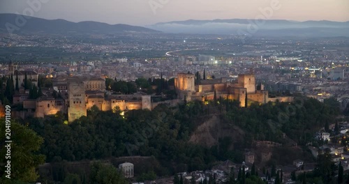 Panoramic view of the famous Alhambra in Granada, Spain.