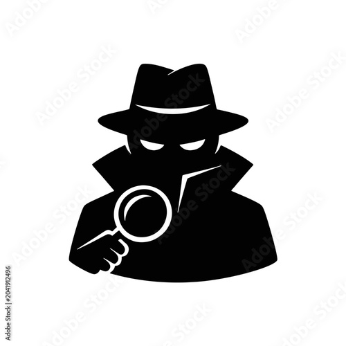 фотографія Black Detective Icon Vector – Mystery Silhouette Illustration