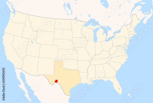 Konstfotografi Locator Map of the County Terrell (Texas, US) showing the Contiguous United Stat