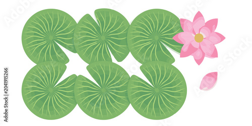 Tableau sur toile Water lily and pink lotus vector element set