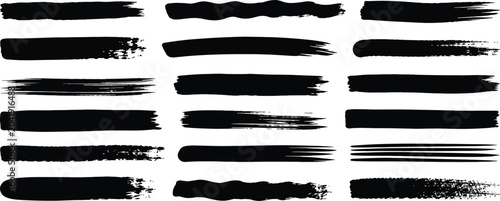 Photos Black Ink Grunge Brush Strokes and Paint Lines Vector Set