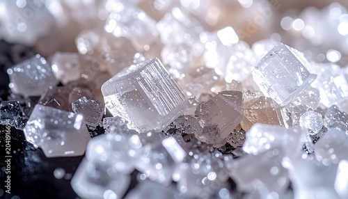 Close-up of crystalline sugar crystals.