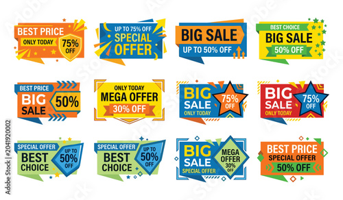 Tableau sur toile Sale banner and discount badge vector element set