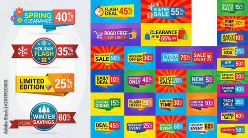 Collection of Sale and Discount Banners for Online Shopping and Retail Promotions