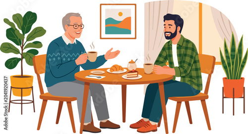 Two men sitting at a table.