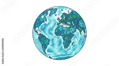 Tableau sur toile Illustration of the Earth with visible continents and oceans.