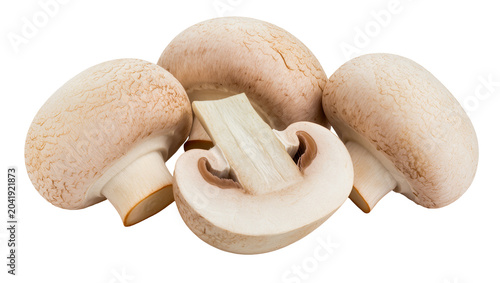 Canvastavla Champignon mushrooms whole and halved, showing gills