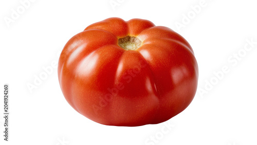 Foto Ripe red tomato with stem indent