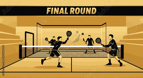 Energetic Padel Match In The Arena, Final Round, Winning Stroke, Competitive Games Design