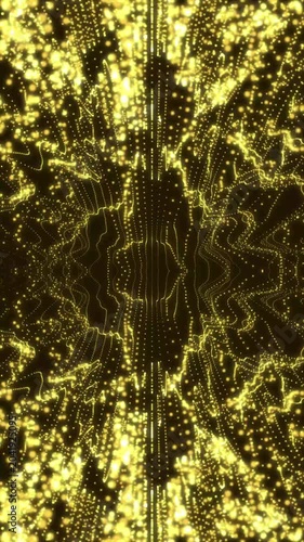 Abstract Golden Particle Lines Rippling in Seamless Loop Motion in Mobile