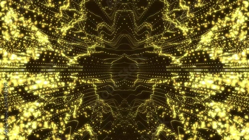 Abstract Golden Particle Lines Rippling in Seamless Loop Motion