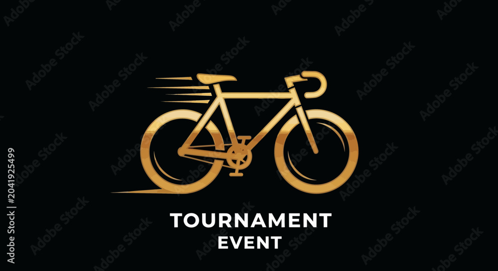 Fototapeta premium Gold Bicycle Logo Design For Cycling Tournaments And Related Competitive Events