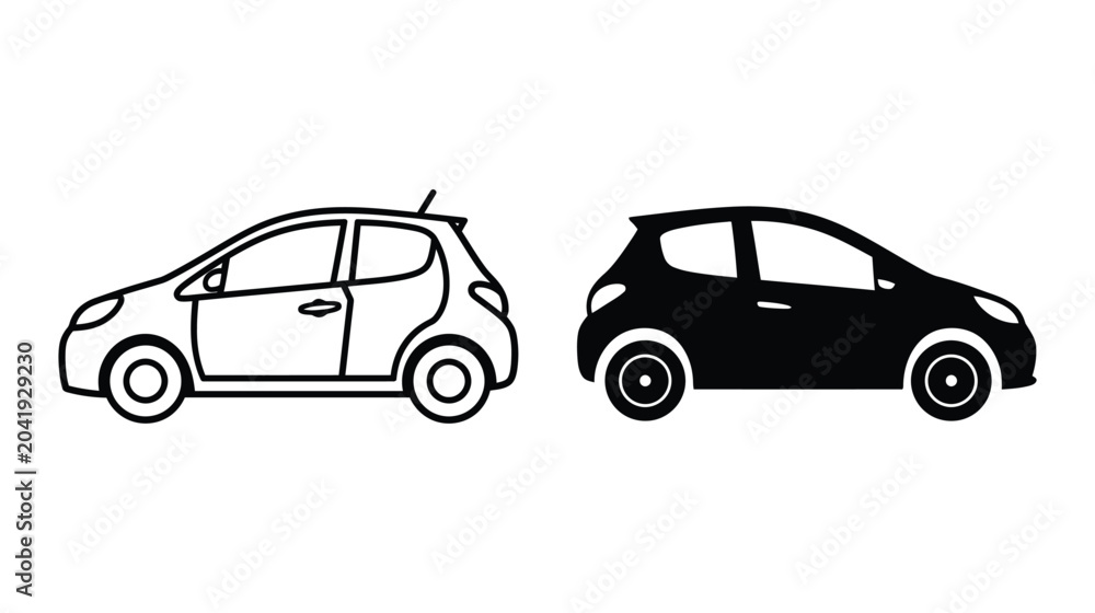 Fototapeta premium Car vector illustration with silhouette on white background