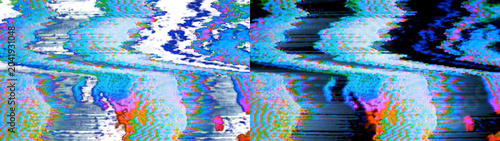 Schilderij op canvas Colorful chromatic aberration glitch effect isolated on transparent background l