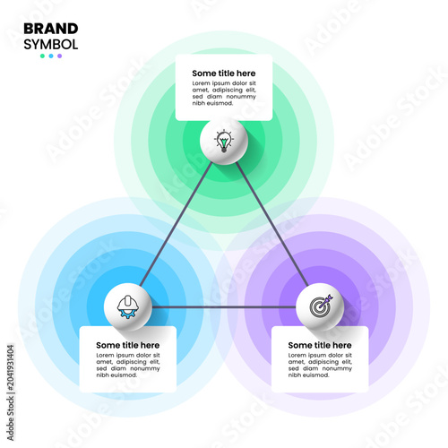 Infographic template. Triangle with 3 circles and icons