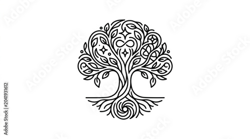 Konstfotografi Intricate Tree of Life Symbol with Infinity and Stars.
