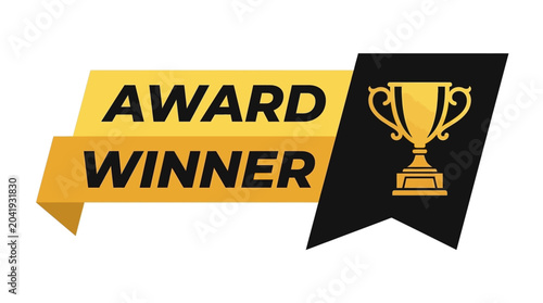Award Winner Ribbon with Trophy Emblem - A Symbol of Achievement and Recognition for Excellence