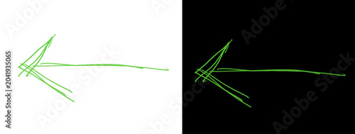 Green Glowing Crossed Double Headed Left Pointing Arrow on Black Background