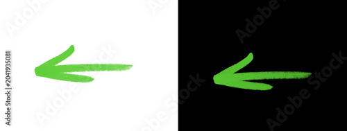 Green Glowing Left Pointing Arrow on Black Background