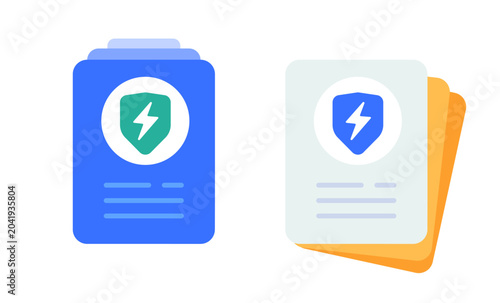 Картината върху платно Security shield document report icon, protection privacy data file vector graphi