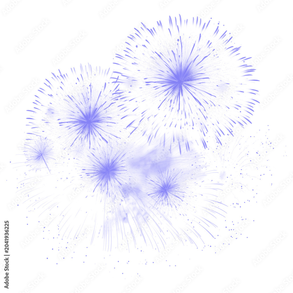 Obraz premium Purple Fireworks Exploding in a Cluster Against a White Background