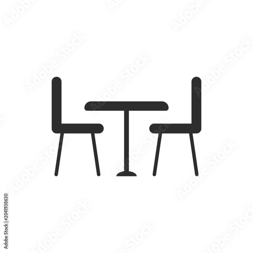 Quadro su tela Table and chairs icon. Monochrome black and white symbol
