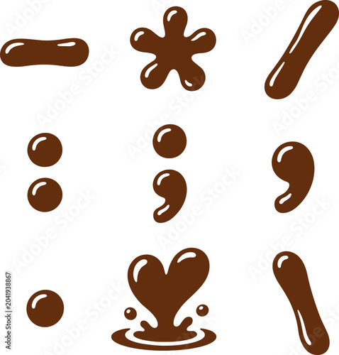 Photos Chocolate decorative marks form a glossy vector set