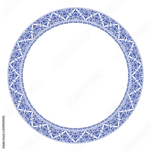 Canvas-taulu Blue Ethnic Asia national round frame