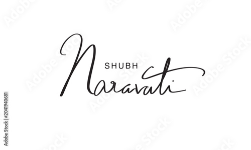Schilderij op canvas shubh naravati text font calligraphy hand written lettering script black color o