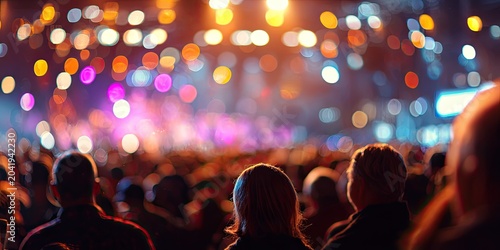 Blurred lights illuminate a crowd at a vibrant, energetic nighttime event