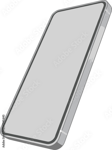 Photography Silver Gray 3D Smartphone Mockup With Blank Screen In Tilted Perspective For Mob