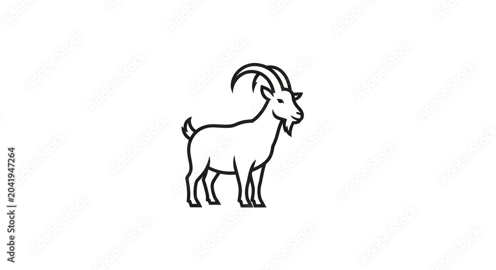 Fototapeta premium Minimalist black and white goat line drawing
