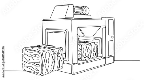 Bild auf Leinwand Industrial waste baler machine for recycling continuous one line drawing