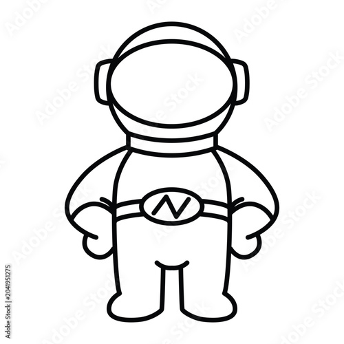 Astronaut vector illustration with simple black and white design. Astronaut icon