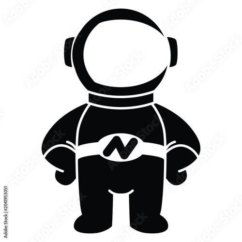 Astronaut vector illustration with simple black and white design. Astronaut icon