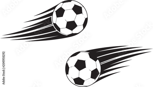 Tableau sur toile Fast moving soccer balls with speed lines